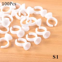 100pcs Disposable Glue Rings Plastic Permanent Makeup Pigment Holder Pallet For Tattoo Eyelash Extension Glue Divider Container
