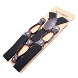 Fashion Man's Button Suspenders PU Leather Braces Adjustable Elastic Bretelles Y-Back Ligas Tirantes New Size 3.5*120cm