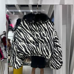 Winter Natural Large Fur Collar Leopard Fur Down Jacket Female Warm Thickened Quilted Jacket Women White Duck Down Fur Outwear