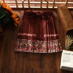Chinese Style Improved Ming Dynasty Exquisite Printed Horse-face Skirt Women High Waist All-match Pleated Mini Horse-face Skirt