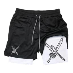 Solo Leveling Print 2in1 Running Workout Shorts for Men Gym Performance Compression Shorts with Phone Loop Athletic Activewear