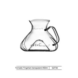 MUVNA Tornado Glass Coffee Server 450ml-Barista Grade Hand Drip Carafe,Leak-Proof Spout,Heat-Resistant for Pour Over/Iced Brew