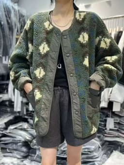 Women's Double-Sided Lamb Fur Jacket Mid-Length Thickened Printed Coat Korean Style Loose Fit Long Sleeve round Neck Coat