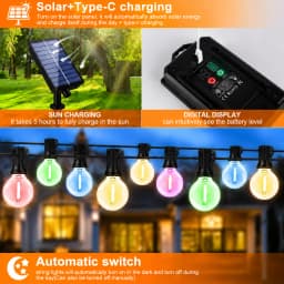 Christmas G40 Colored Plastic LED Outdoor Solar String Light Garland Waterproof 24V Globe Hanging Light for Garden Patio Cafe