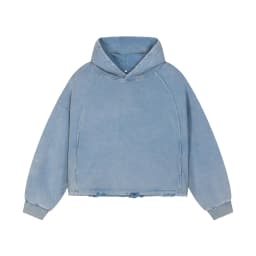 Personalized LOGO custom autumn winter new Boxy version 340g cotton polyester short wide hooded sweater hem tattered old hoodie