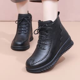 High Quality Black Ankle Boots for Women Leather Booties Zip Deco Woman Winter 2026 Waterproof Rain Snow Boots Ladies Fur Shoes