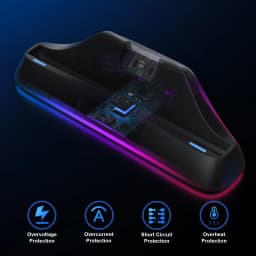 HONCAM Auto Align Charging Dock for PlayStation Portal 7 RGB Light Modes Portable Dock Station with USB-C Charging Cable