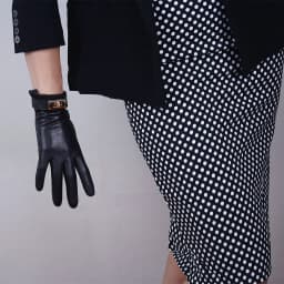 TECH GLOVES Real Leather Short Brown Lambskin Sheepskin Golden Button Closure LLDLLNT