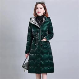 Thick Women's Windproof Long Mother's Down Cotton Coat Women's 2026 Winter Fashion Warm Slim Waist Wrapped Parka Hooded Lace-Up