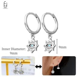 925 Sterling Silver Needle Exquisite Turquoise Silver Earrings for Women Blue Crystal Geometry Pendant Earrings Luxury Jewelry