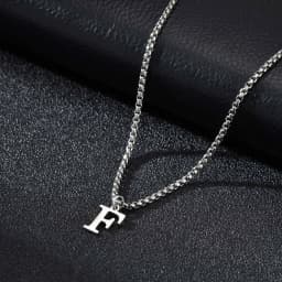 Vnox Simple A-Z Letter Necklace for Men, Waterproof Stainless Steel 26 Letters Pendant Necklace,Men’s Minimal Initial Necklace