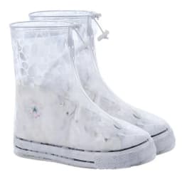 1Pair Waterproof Shoe Cover Men Women's Silicone Sport Rain Boot Cover with Layer Non-slip Material Wear-resistant Thick Reusab