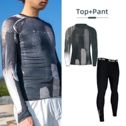 Nu-June Men Rashguard UPF50 Long Sleeve Surf Tops and Shorts Set Swimwear Three Pieces Sweatshirts Pants Beach Diving Suits