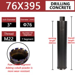 LAANCI Diamond Core Drill Bit Reinforced Concrete Drill Bit Diameter Range 25-200mm Total Length 400mm For Drilling On Concrete