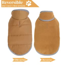 Reversible Dog Coat For Winter Fleece Warm Puppy Jacket With Leash Hole Waterproof Pets Jacket For Small Medium Dogs Chihuahua