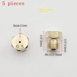 5PCS Brass Burner Gas Hob LPG- Conversion Kits Jets 50 65 70 87 95 Brass Nozzle For Gas Stove Brass Nozzle Propane Injector