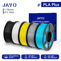 JAYO 3D PETG/PLA/PLA+ Filament 1.75mm +/-0.02mm PLA Filament 5 Rolls For Bambu FDM 3D Printer Neatly Wound 3D Printing Material