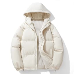 Korean Style 2026 Fashion Winter Men's Solid Color Simple Basic Casual Trendy Loose Hooded Plus Size Quilted Jackets Male Coats