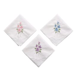Ladies Cotton Embroidery Handkerchiefs Womens Soft Solid Candy Color Flowers Lace Edging Hankies for Wedding Party