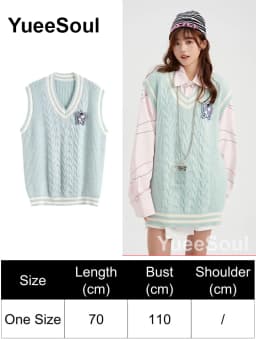 Green Knit Vest Printed Sleeveless Pullover Oversized Women Sweater Vest 2026 New Y2K Vintage Knitwear Women's Autumn Clothing