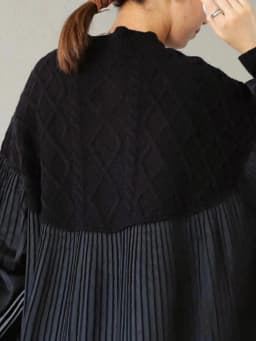 CHICEVER Patchwork Sweater Loose Long Dresses for Women Round Neck Hollow Out with Button Lantern Sleeve Casual Dress Female New