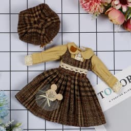New 28cm Doll's Clothes Suit 1/6 Bjd Skirt with Hat/ Headdress for 12inch Princess Doll Dress Up Accessories