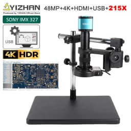 YIZHAN 60MP 48MP 4K USB HDMI VGA Digital Video Monocular Microscope Camera Continus Zoom 180X 215x Soldering Phone Repair Tools