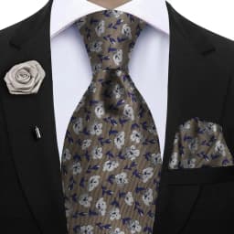Peacock Blue Floral Print 2-Piece Tie & Pocket Square Set for Men Wedding Business Casual Stylish Accessories