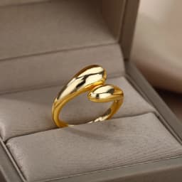 925 Sterling Silver 18K Gold Simple Open Teardrop Ring For Women Fashion Wedding Party Christmas Jewelry Gift