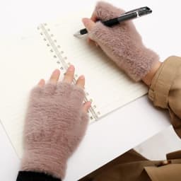 Lovely Fluffy Plush Fingerless Gloves Students Write Type Women Mink Soft Winter Warm Half Fingers Gloves Girls Knitted Mittens