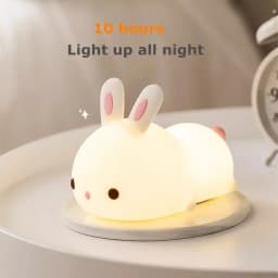 LED NightLights Silicone Rabbit Night Light with USB Charging Colorful Atmosphere Lamp for Children Kids Holiday Gift