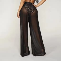 Women See Through Boho Wide Leg High Waist Trousers 2026 New Beach Long Loose Mesh Sheer Pants Hot