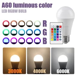 E27 Base RGB LED Bulb 24 Key Remote Control Dimmable 10W AC220V 110V Colorful Change For Bedroom Living Room Desk Lamp