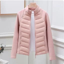 Spliced Motion Cotton-padded Jacket Women's Sweatshirt Stand-up Collar Warm Slim Coat Outdoor Sports Outerwear Autumn Winter