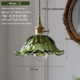 Multi-Style Nordic Pendant Lamp Green Glass Ceiling Lighting Kitchen Island Hand Brass Hanging Light Fixtures for Dining Room