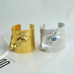 Exaggerated Vintage Alloy Plated Eyes Cuff Bracelet For Women Fashion Jewelry Gorgeous Hand Open Bracelet Accessory