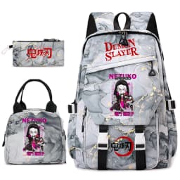 Demon Slayer Anime Backpack Set for Girls Demon Slayer 3Pcs School Bag Lunch Kit Pouch
