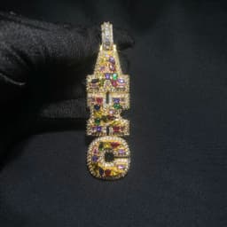 THE BLING KING Custom Vertical Initial Letter Pendant Mixed Inlay Different Shape Cubic Zircon NamePlate Necklace Hiphop Jewelry