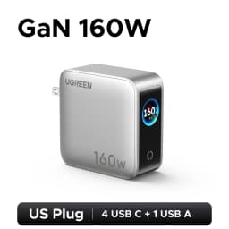 UGREEN 160W GaN Charger With Smart Display AVS PD 3.1 140W QC4.0 For MacbookPro Laptop iPhone 17 16 iPad Tablet SamsungS25 Ultra