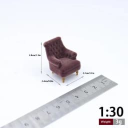 1Pcs Mini Sofa Chair 112 120 125 130 Scale Dollhouse Flocked Armchair for DIY House Scene Decoration