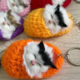 Simulation Mini Cat Keychain Cute Plush Cats With Sound Children Birthday Gifts Creative Imitation Cat Ornaments Bag Decoration