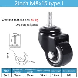 1.5-5 Inch Polyurethane Swivel Caster M6/M8-M12 Screw For Furniture Wheel Caster Wheels 360° Caster Wheel Industrial With Brake