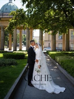QICHE Modest Satin Muslim Wedding Dresses High Collar Long Sleeves Buttons Bridal Gown Customized vestidos de novia for Bride