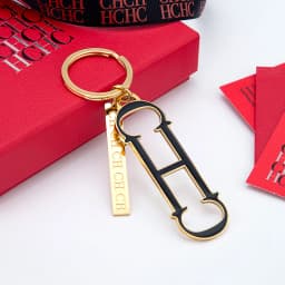 CH Shape Enamel Keychain Gold Tone Metal Car Key Holder Unisex Fashion Bag Charm Luxury Accessory Pendant Keyring