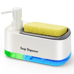 3-in-1 Hand and Dish Soap Dispenser Set with Sponge Holder Dual Countertop Kitchen Sink Soap Pump Organizer