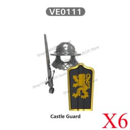 Medieval Military Castle Black Hawk Knight Building Blocks Gothic Cavalry Armor Shield Axe Soldier Figure Accessories Bricks Toy