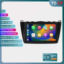 Hizpo 2Din 9inch Android Auto Car Radio for Mazda 6 2007 - 2012 CarPlay Screen GPS Navigation 4G BT WiFi SWC DSP RDS 360° Cam
