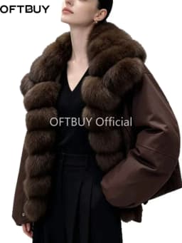 OFTBUY Big Fox Fur Spliced Parkas Winter Warm Thick Women's Coat Loose Duck Down Clothes Women Short Jacket with Fur for Women