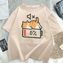 Retro Style Cat Printing Loose Short-sleeved T-shirt Pregnant Woman with Summer Round Neck Top