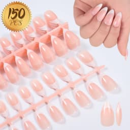 150Pcs/set White French Gel Nail Tips Medium Almond Nude Pink Press On Nail French Tips Matte/Glossy Frosted Soft Gel Nail Tips